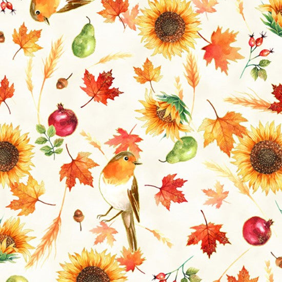 Hoffman Metallic - Fall Blooms U4986 116G Harvest/Gold By The Yard