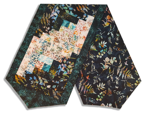 Fully FINISHED Log Cabin Table Runner - Hoffman - Ultraviolet