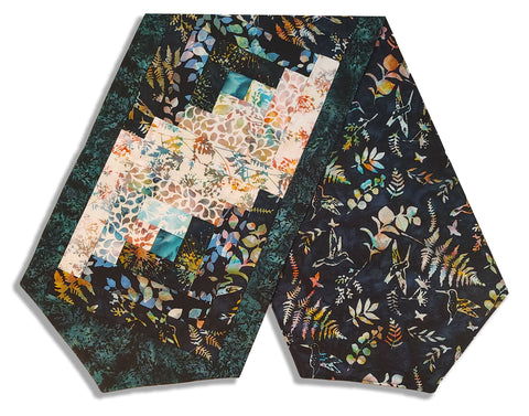 Fully FINISHED Log Cabin Table Runner - Hoffman - Ultraviolet