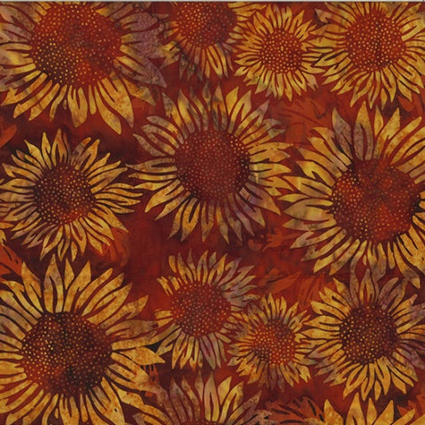Hoffman Bali Batik V2546 389 Paprika Sunflower By The Yard