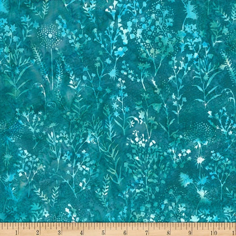 Hoffman Bali Batik Prismatische Blüten V2555 214 Aquamarin Meterware
