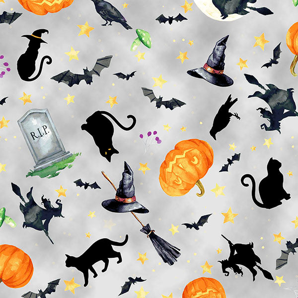 Hoffman Happy Haunting V5180 48 Gray By The Yard