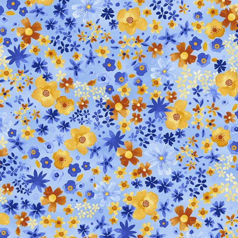 Hoffman Bountiful & Blue V5241 139 Periwinkle Flower Burst By The Yard