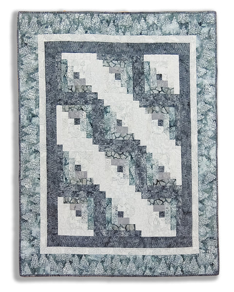 Log Cabin Quilt 45 x 54" Fully Finished Sample Quilt - Valley Fog