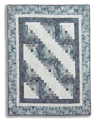 Log Cabin Quilt 45 x 54" Fully Finished Sample Quilt - Valley Fog