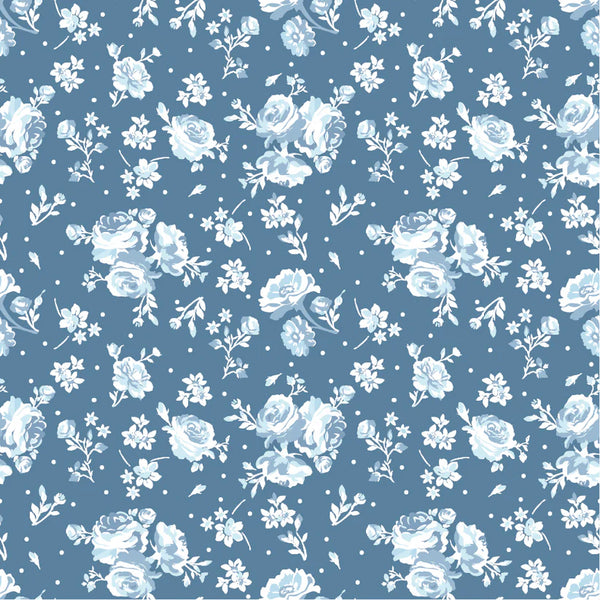 Poppie Cotton Elise EE25505 Vintage Rose Denim By The Yard