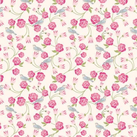 Poppie Cotton Stolen Moments SM25316 Vintage Vines Blanc By The Yard