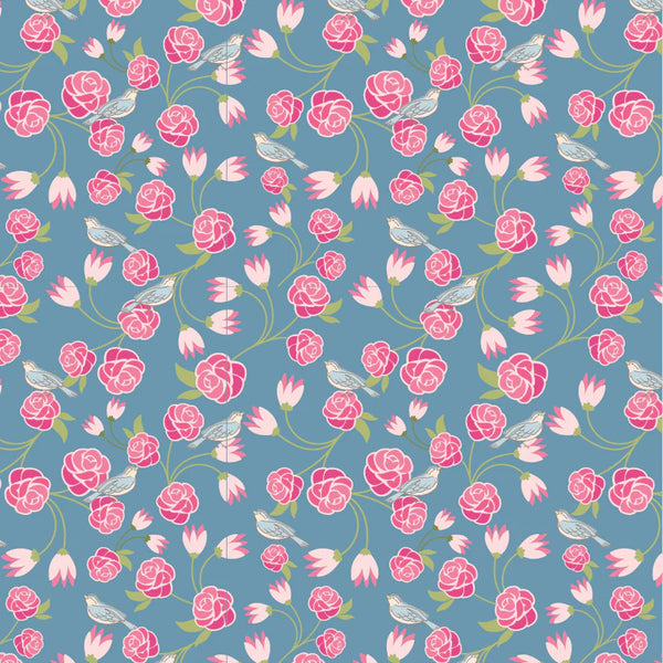 Poppie Cotton Stolen Moments SM25317 Vintage Vines Bleu By The Yard