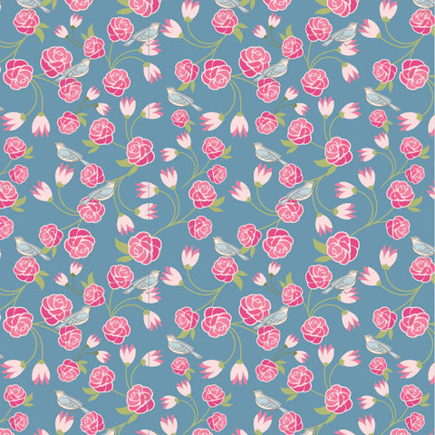 Poppie Cotton Stolen Moments SM25317 Vintage Vines Bleu By The Yard