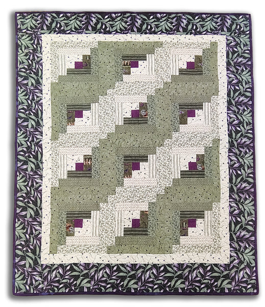 Log Cabin Quilt 40 x 50" Fully Finished Sample Quilt - Violet Hill - Moda