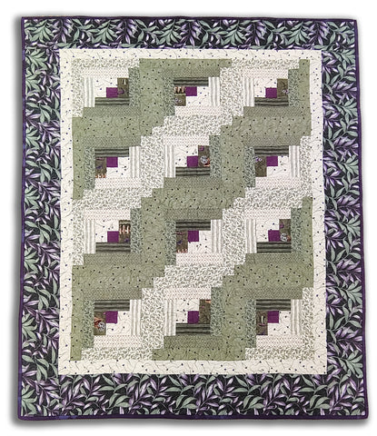 Log Cabin Quilt 40 x 50" Fully Finished Sample Quilt - Violet Hill - Moda