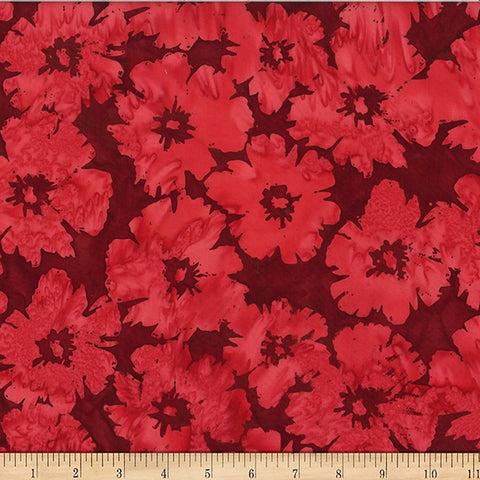 Hoffman Batik Feel The Flame W2563 5 Red Big Floral By The Yard