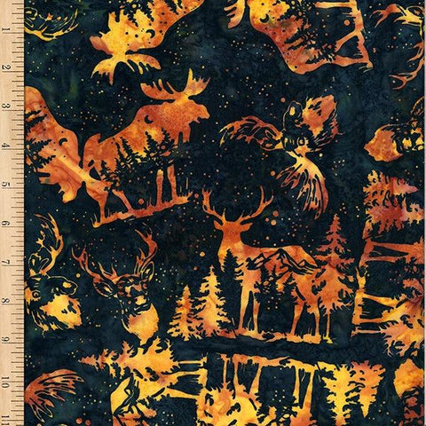 Hoffman Batik W2569 128 Midnight Deer & Moose By The Yard