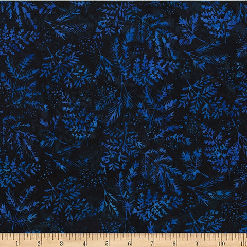 Hoffman Batik W2570 215 Black Blue Fern By The Yard