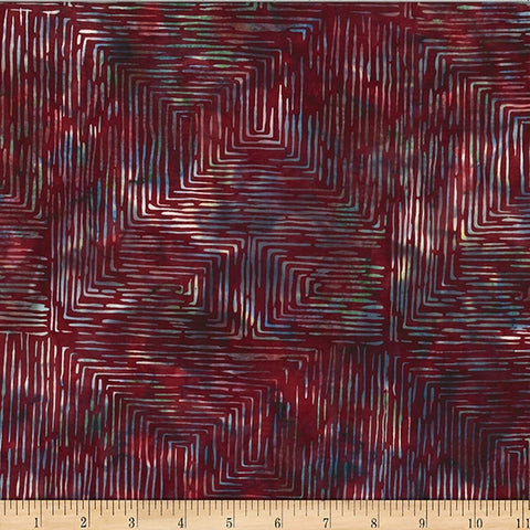 Hoffman Batik W2573 231 Garnet Lined Geo By The Yard