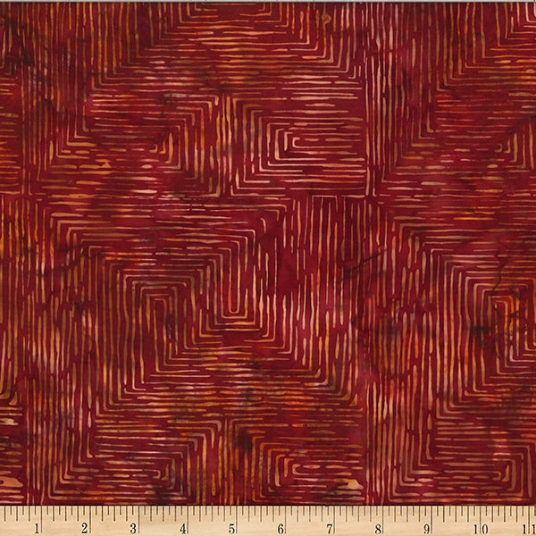 Hoffman Batik W2573 389 Paprika Lined Geo By The Yard