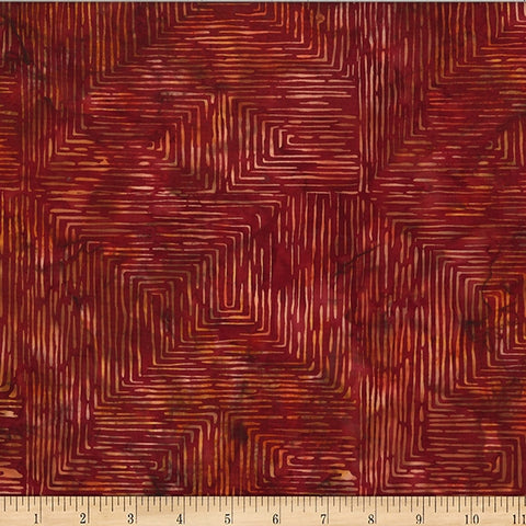 Hoffman Batik W2573 389 Paprika Lined Geo By The Yard