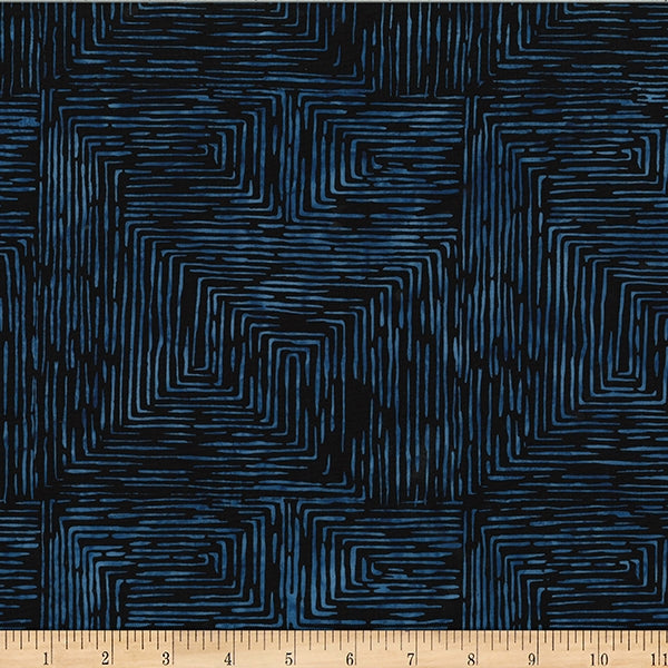 Hoffman Batik W2573 440 Liquorice Lined Geo By The Yard