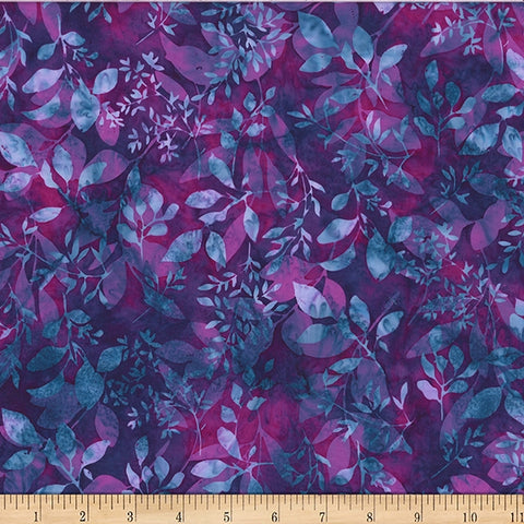 Hoffman Batik Fresh Meadow W2574 382 Grape Juice Foliages By The Yard