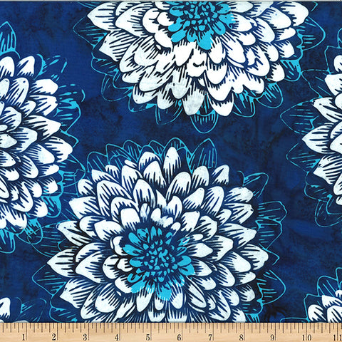 Hoffman Batik W2576 19 Navy Dahlia By The Yard