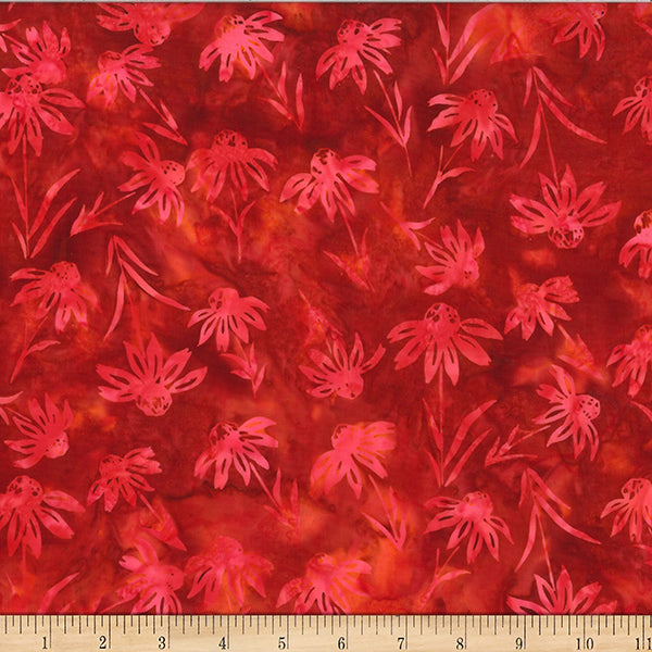 Hoffman Batik W2577 381 Pomegranate Echinacea By The Yard