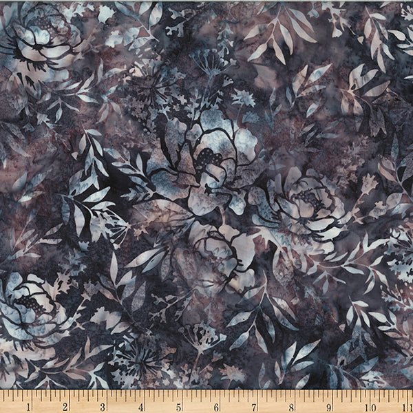 Hoffman Batik W2578 11 Mauve Mixed Floral Leaves By The Yard