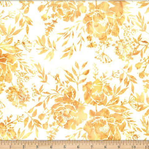 Hoffman Batik W2578 118 Honey Mixed Floral Leaves By The Yard