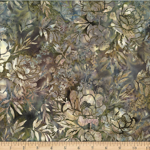 Hoffman Batik W2578 170 Meadow Mixed Floral Leaves By The Yard