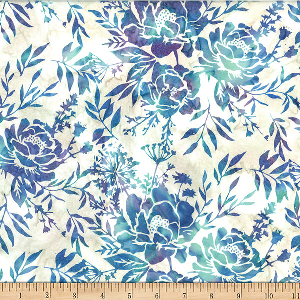 Hoffman Batik W2578 518 Splash Mixed Floral Leaves By The Yard