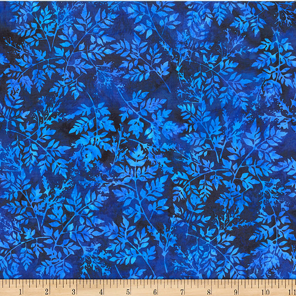 Hoffman Batik W2579 17 Cobalt Packed Leaves By The Yard