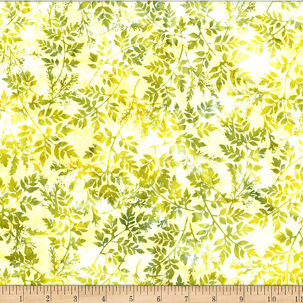 Hoffman Batik W2579 499 Chartreuse Packed Leaves By The Yard