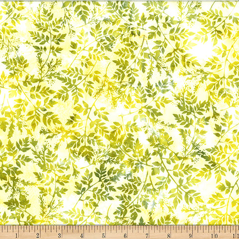 Hoffman Batik W2579 499 Chartreuse Packed Leaves By The Yard