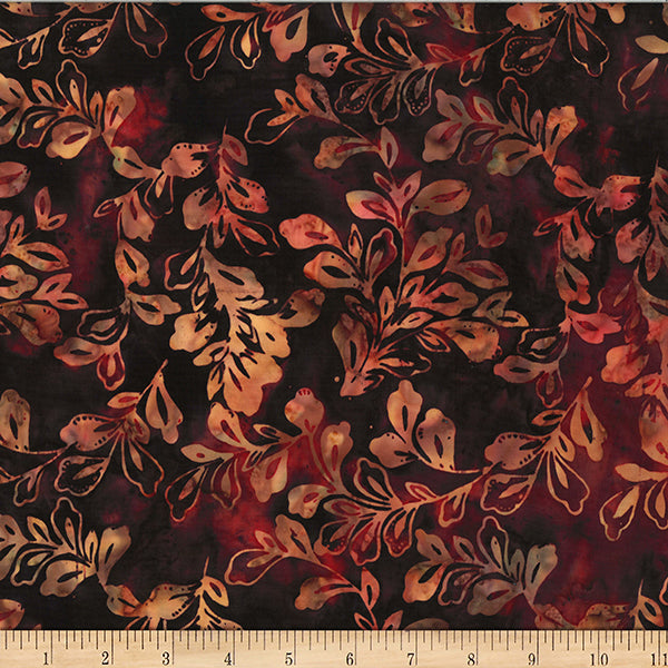 Hoffman Batik W2583 231 Garnet Decorative Leaves By The Yard