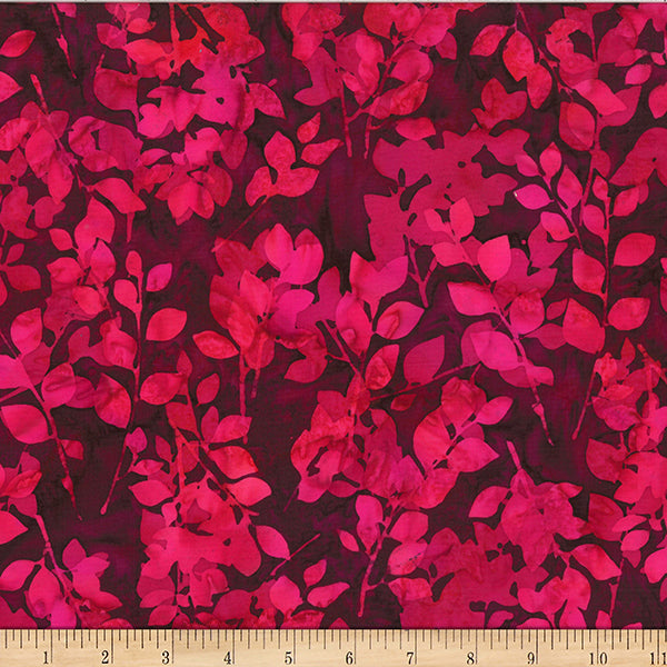 Hoffman Batik W2585 208 Strawberry Daiquiri Leaves By The Yard