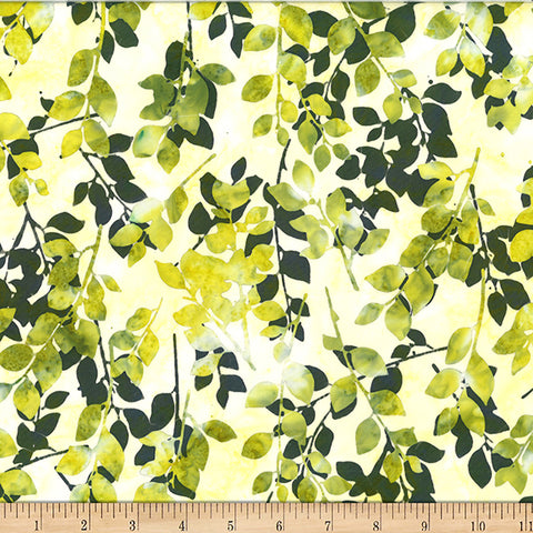 Hoffman Batik W2585 499 Chartreuse Leaves By The Yard