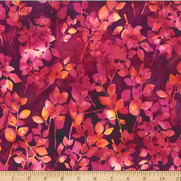 Hoffman Batik W2585 72 Magenta Leaves By The Yard