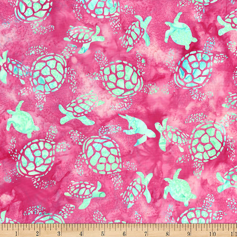 Hoffman Bali Batik Tropical Treasures W2602 12 Pink Turtles By The Yard