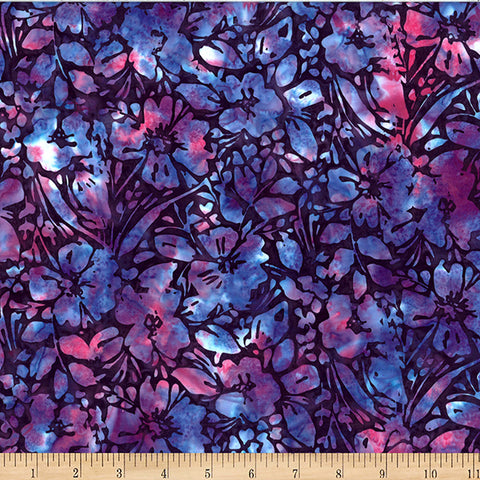 Hoffman Bali Batik Deep Jewels W2606 382 Grape Juice Painted Floral By The Yard