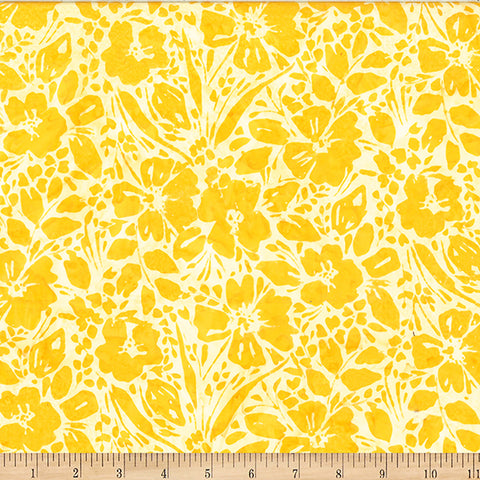 Hoffman Bali Batik Sunset Hour W2606 471 Buttercup Painted Floral By The Yard