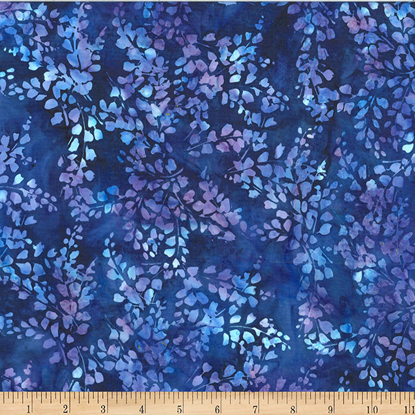 Hoffman Bali Batik W2607 230 Sapphire Dotty Leaf By The Yard