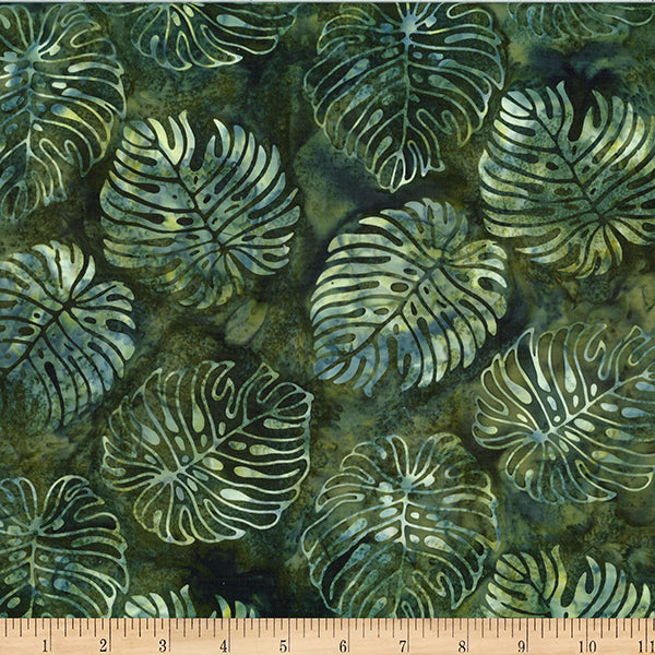 Hoffman Bali Batik Forest Floor W2610 141 Pine Monstera Leaf By The Yard