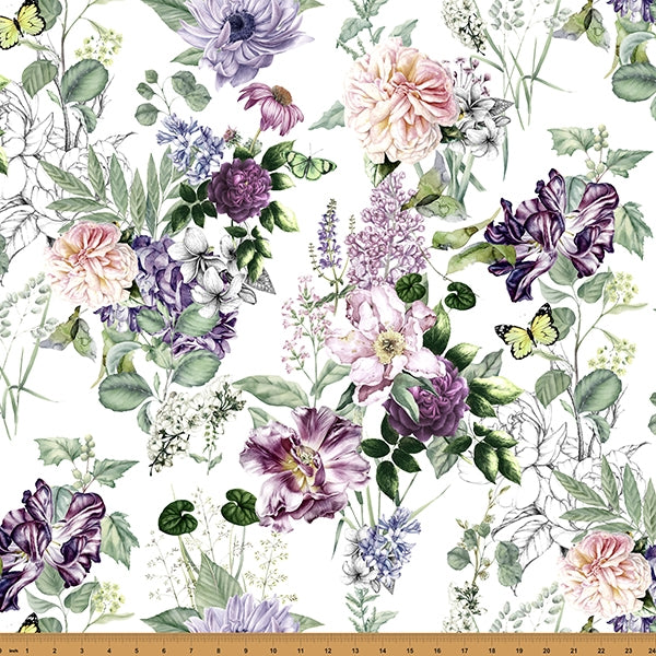 Hoffman Digital Spectrum Print - Botanical Charm W5369 14 Purple By The Yard