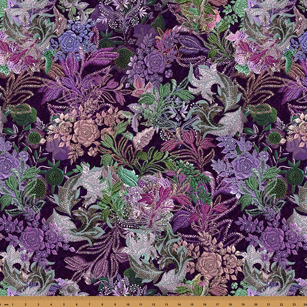 Hoffman Digital Spectrum Print - Botanical Charm W5370 701 Deep Amethyst By The Yard