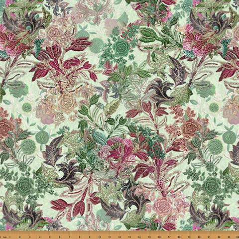 Hoffman Digital Spectrum Print - Botanical Charm W5370 74 Mint By The Yard