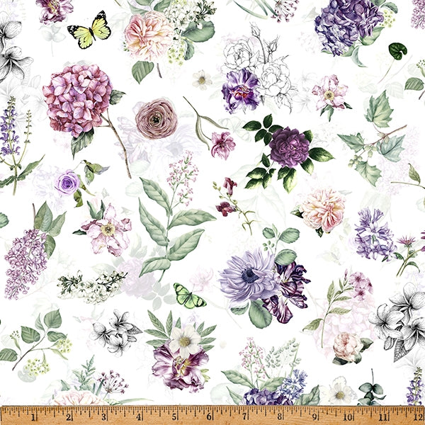 Hoffman Digital Spectrum Print - Botanical Charm W5372 14 Purple By The Yard