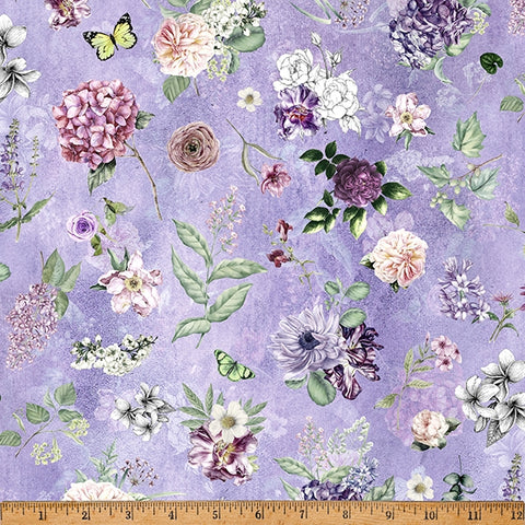 Hoffman Digital Spectrum Print - Botanical Charm W5372 70 Lavender By The Yard