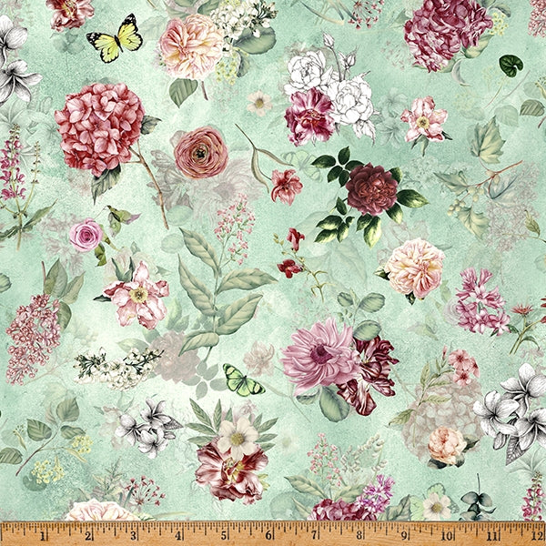 Hoffman Digital Spectrum Print - Botanical Charm W5372 74 Mint By The Yard