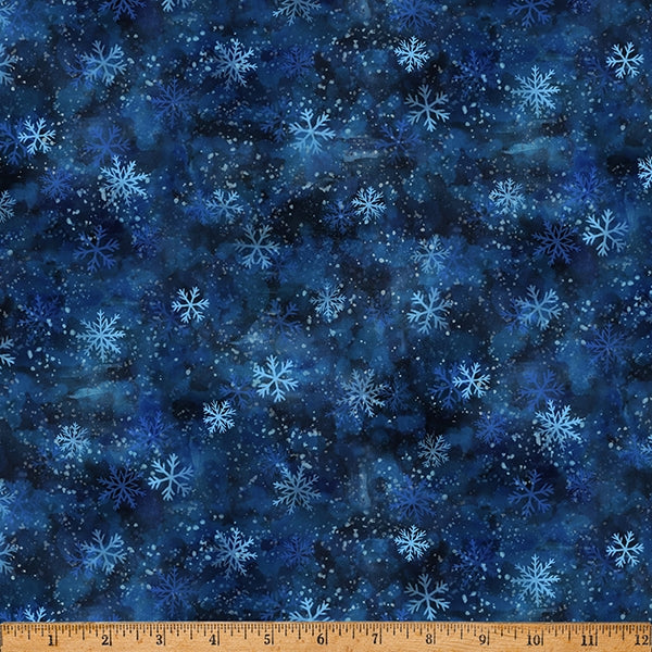 Hoffman Furever Cheerful Spectrum Print W5386 19 Snowflakes Navy By The Yard