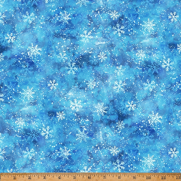Hoffman Furever Cheerful Spectrum Print W5386 258 Snowflakes Cerulean By The Yard