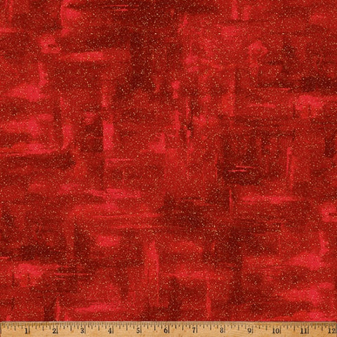 Hoffman Metallic - Christmas Splendor W7783 403G Cherry/Gold Textured Ground By The Yard